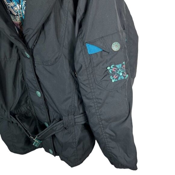 Vintage 1990’s Skiing Passport Black Aztec Embroidered And Embellished Jacket - Picture 9 of 16